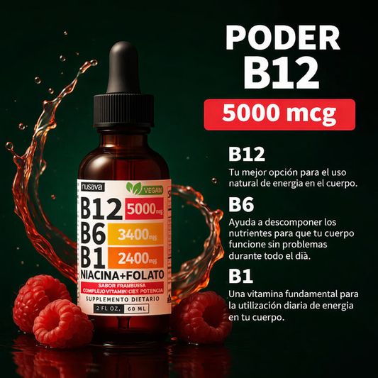 Complemento Vitaminaco B12 B6 B1 en Gotas – Mejora tu Rendimiento y tu Energia desde 9 a 65 años - Manual de alimentación Gratis